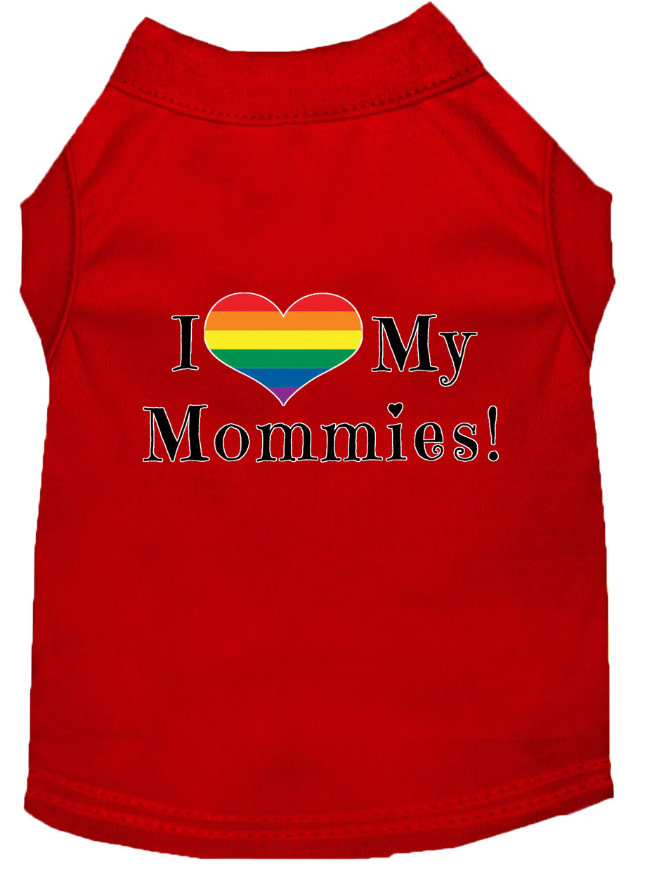 I Heart my Mommies Screen Print Dog Shirt Red Med